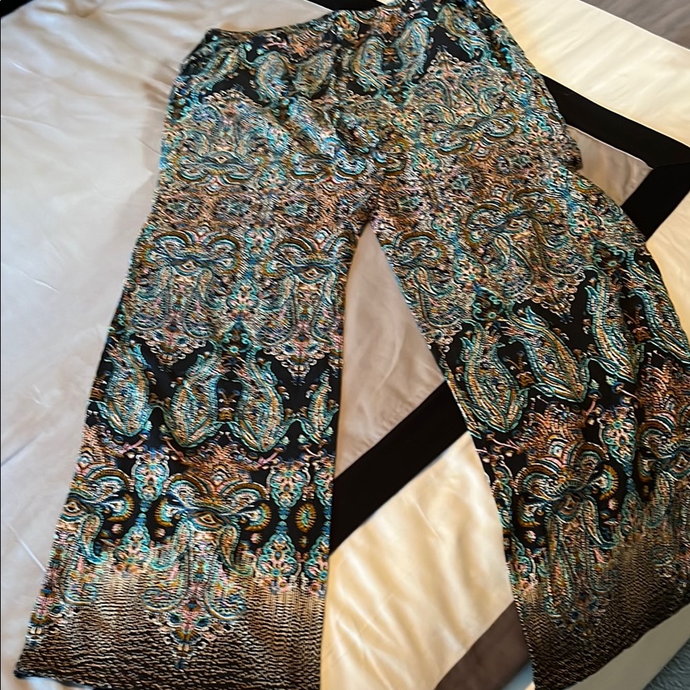 Elegant Paisley Wide-Leg Pants